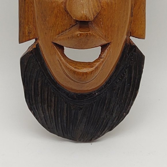 Wooden Indonesian Bearded Wall Mask - Picture 9 of 11